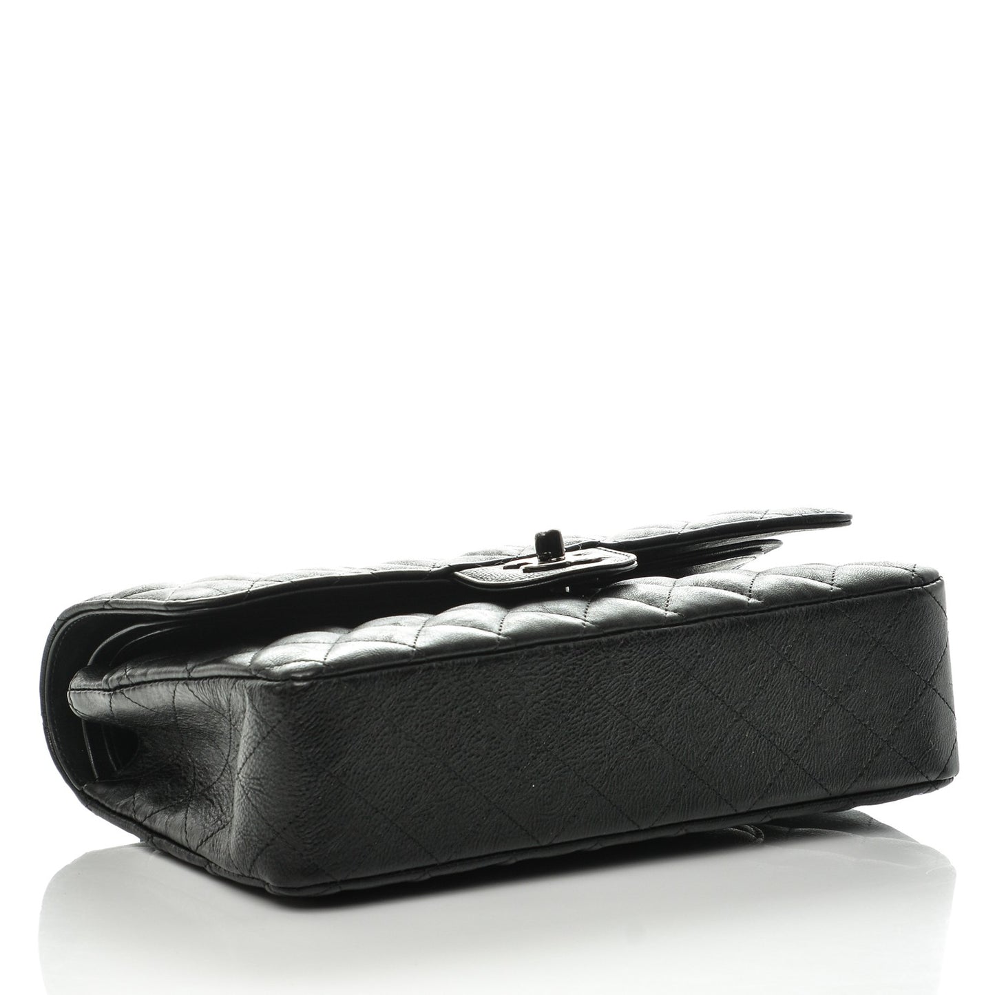 Crumpled Calfskin Quilted Medium Double Flap So Black