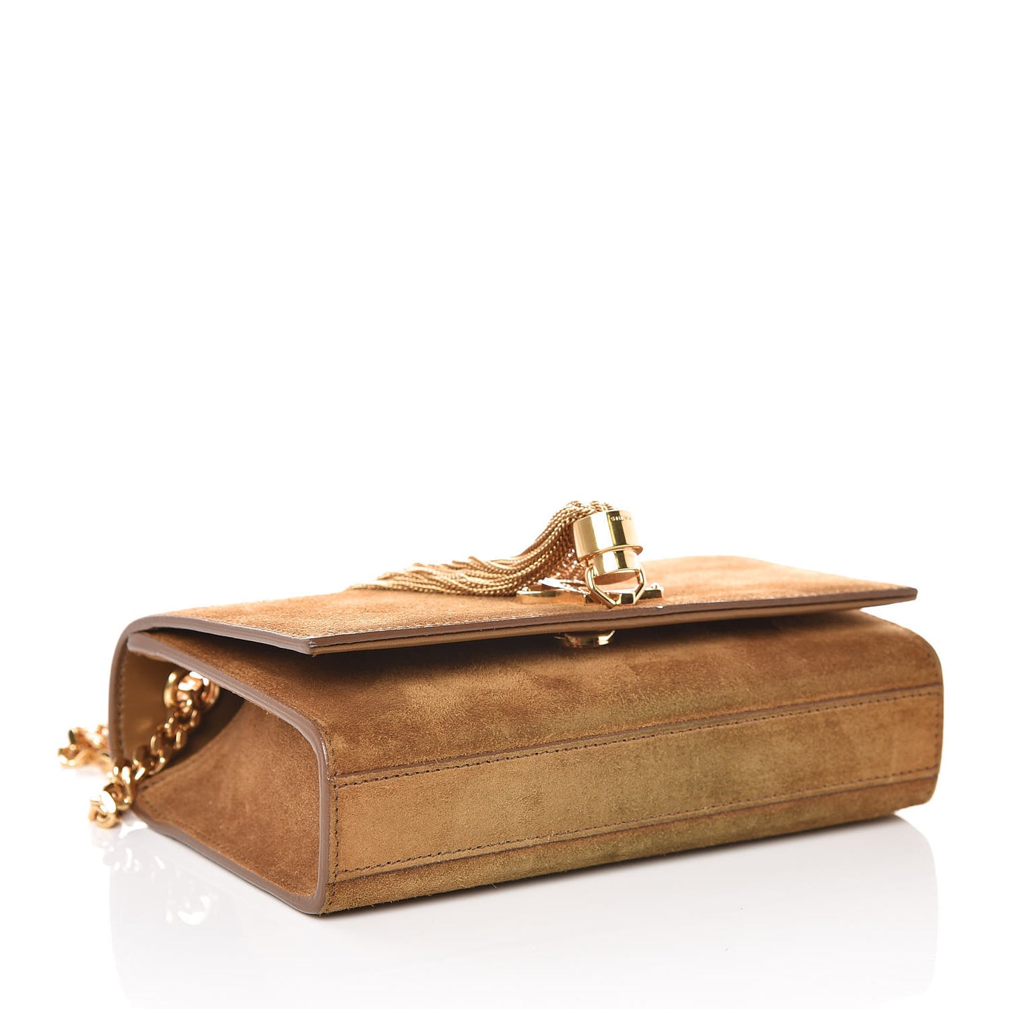 Suede Small Classic Monogram Kate Tassel Satchel Light Ochre