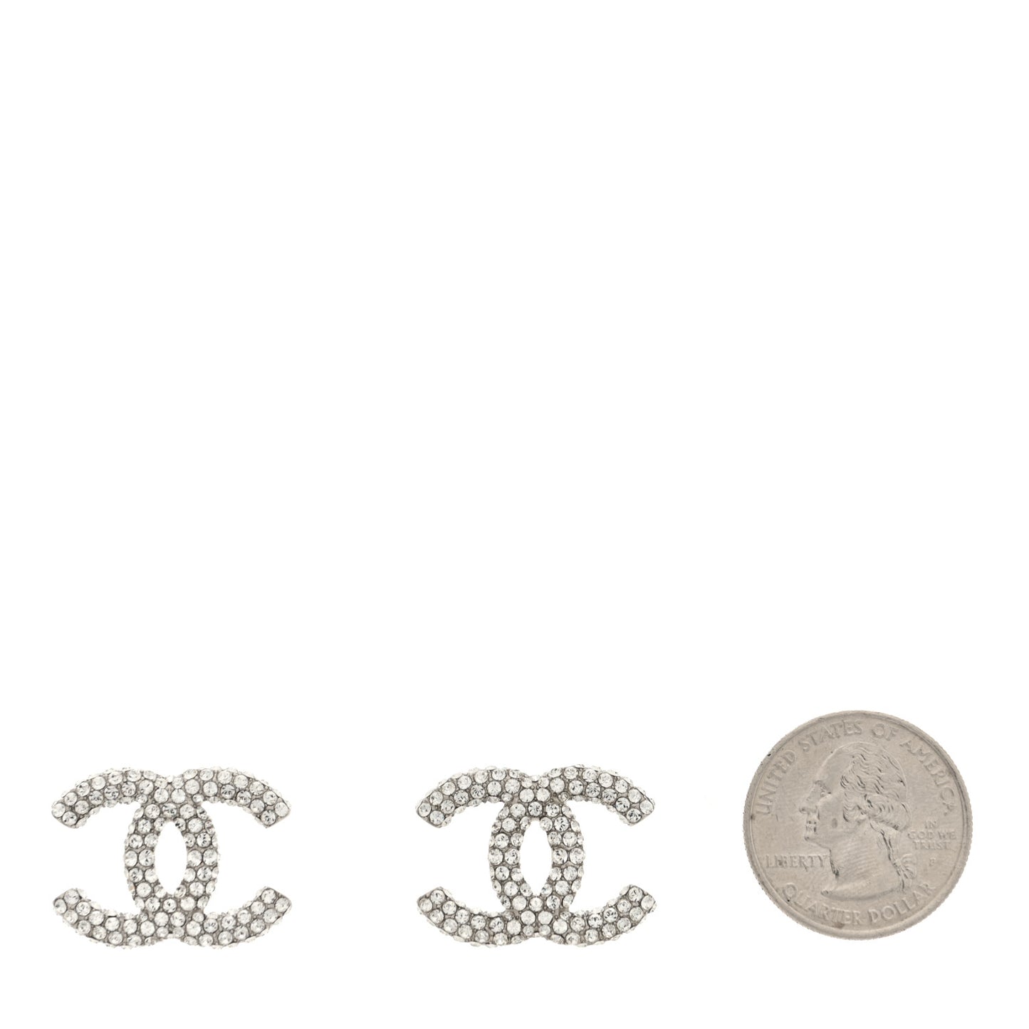 Crystal CC Treasure Chest Earrings Silver