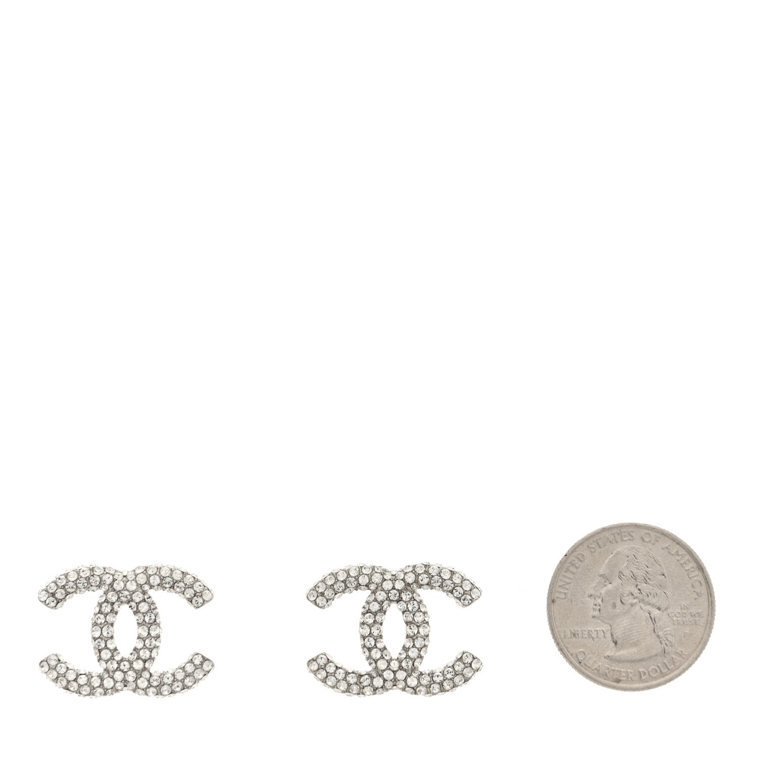 Chanel Crystal CC Treasure Chest Earrings Silver 2 of 5
