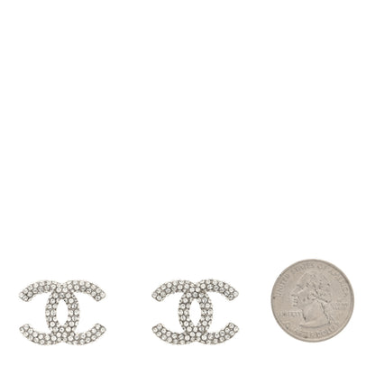 Chanel Crystal CC Treasure Chest Earrings Silver 2 of 5