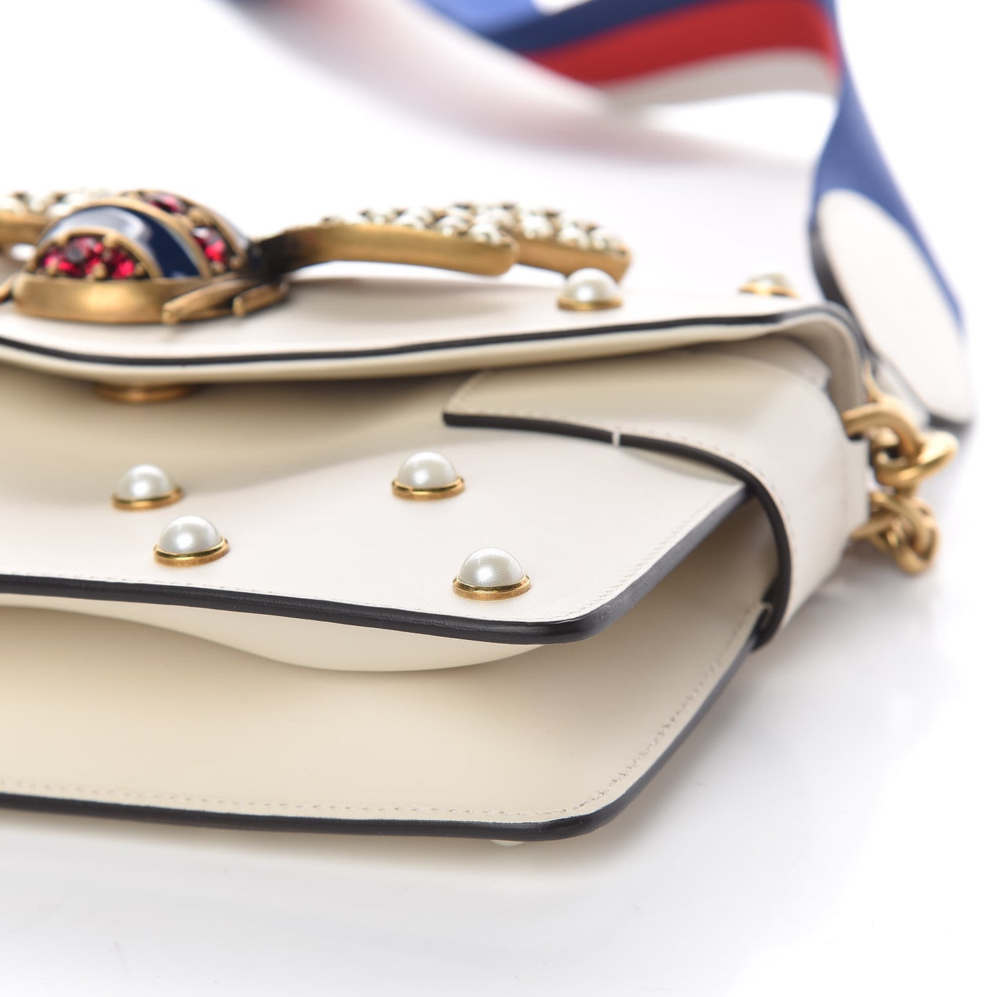 Nappa Pearl Studded Mini Queen Margaret Broadway Shoulder Bag Mystic White