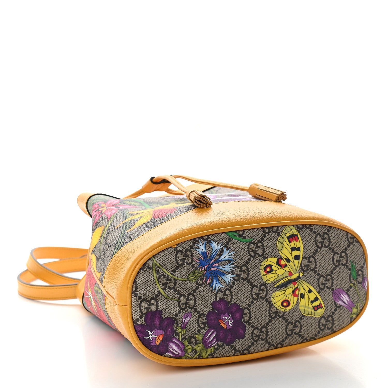 Gucci GG Supreme Monogram Flora Small Ophidia Bucket Bag Beige Multicolor Crop 4 of 9