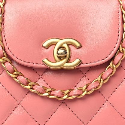 Chanel Shiny Aged Calfskin Quilted Nano Kelly Shopper Coral Pink 8 of 10