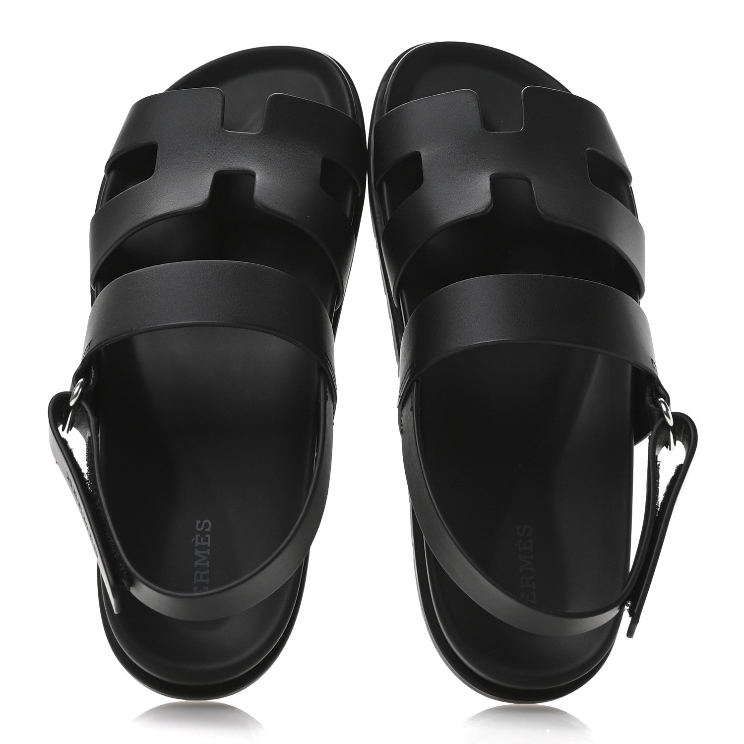 Hermes Calfskin Womens Genius Sandals 39.5 Black 2 of 9