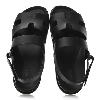 Hermes Calfskin Womens Genius Sandals 39.5 Black 2 of 9