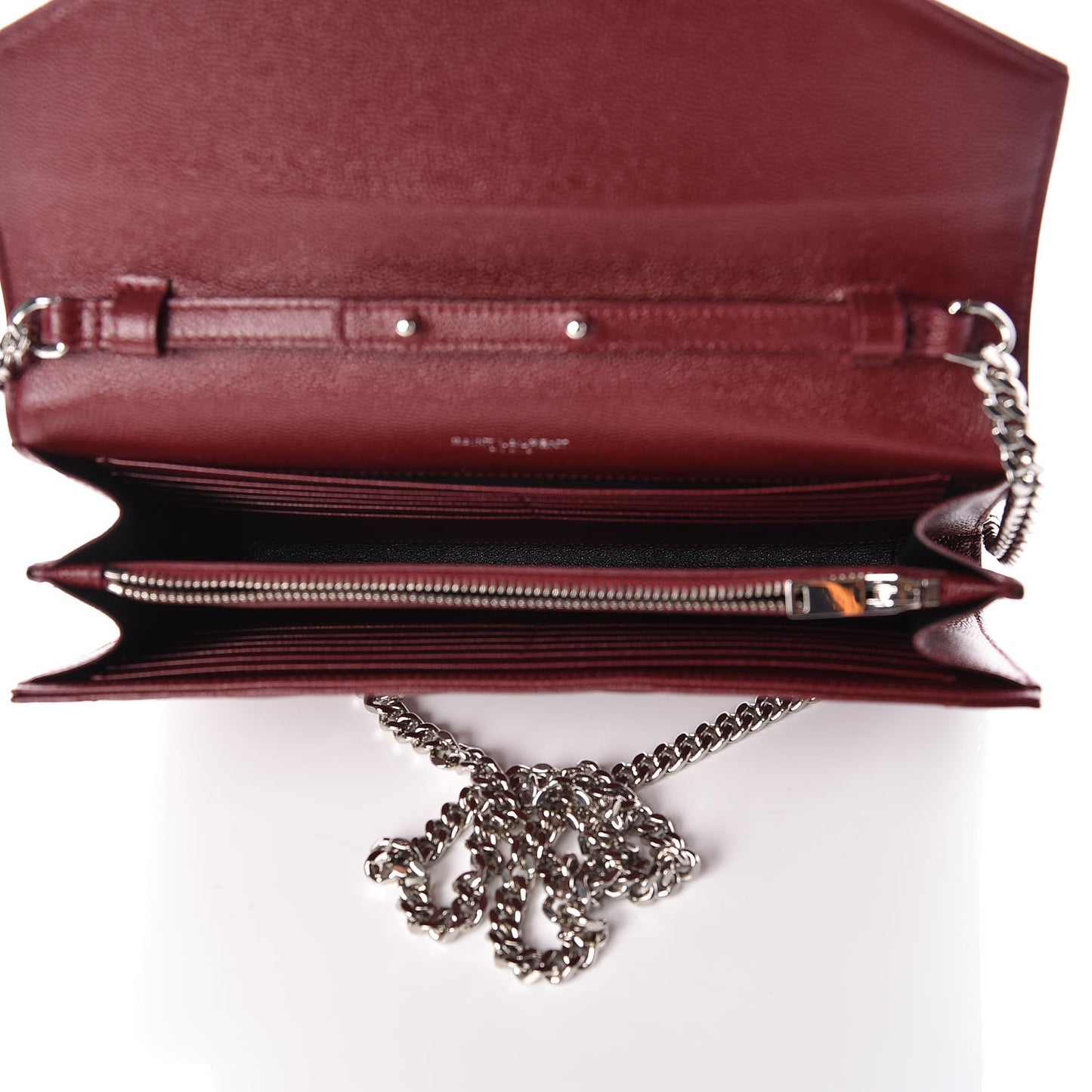 Grain De Poudre Matelasse Chevron Monogram Chain Wallet Palissandre