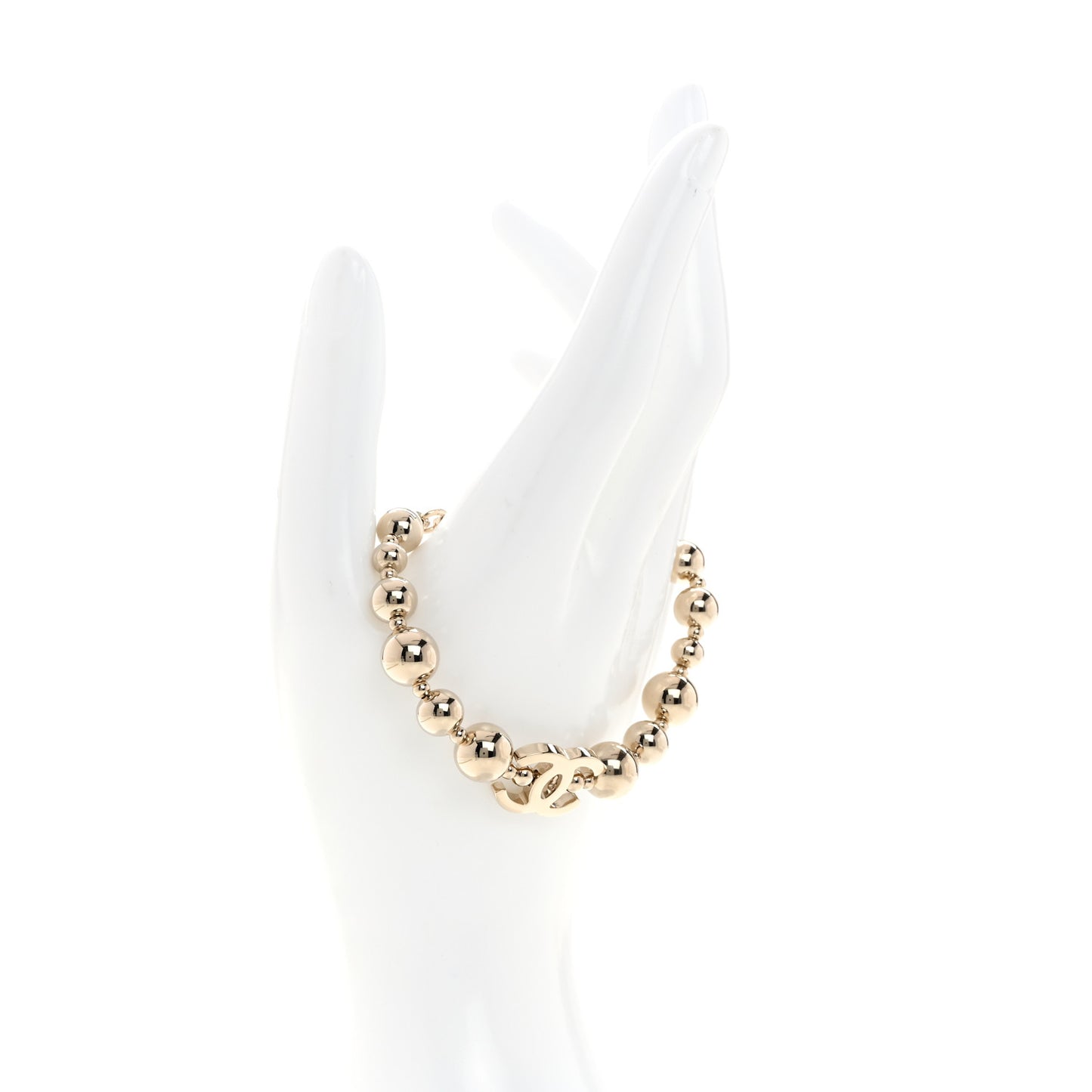 Metal Beaded CC Bracelet Gold