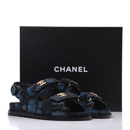 Chanel Denim Velcro Dad Sandals 37 Dark Grey Blue Black 9 of 9