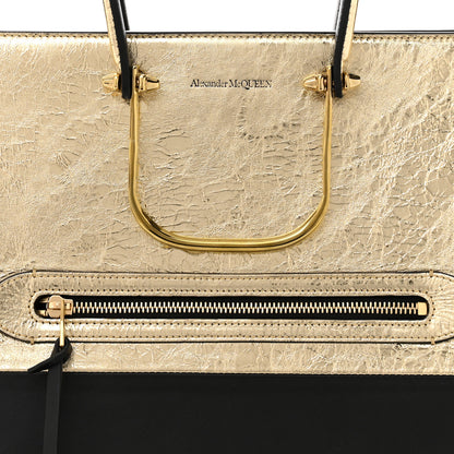 Alexander McQueen Metallic Crash Calfskin The Tall Story Shoulder Bag Black Gold 8 of 11