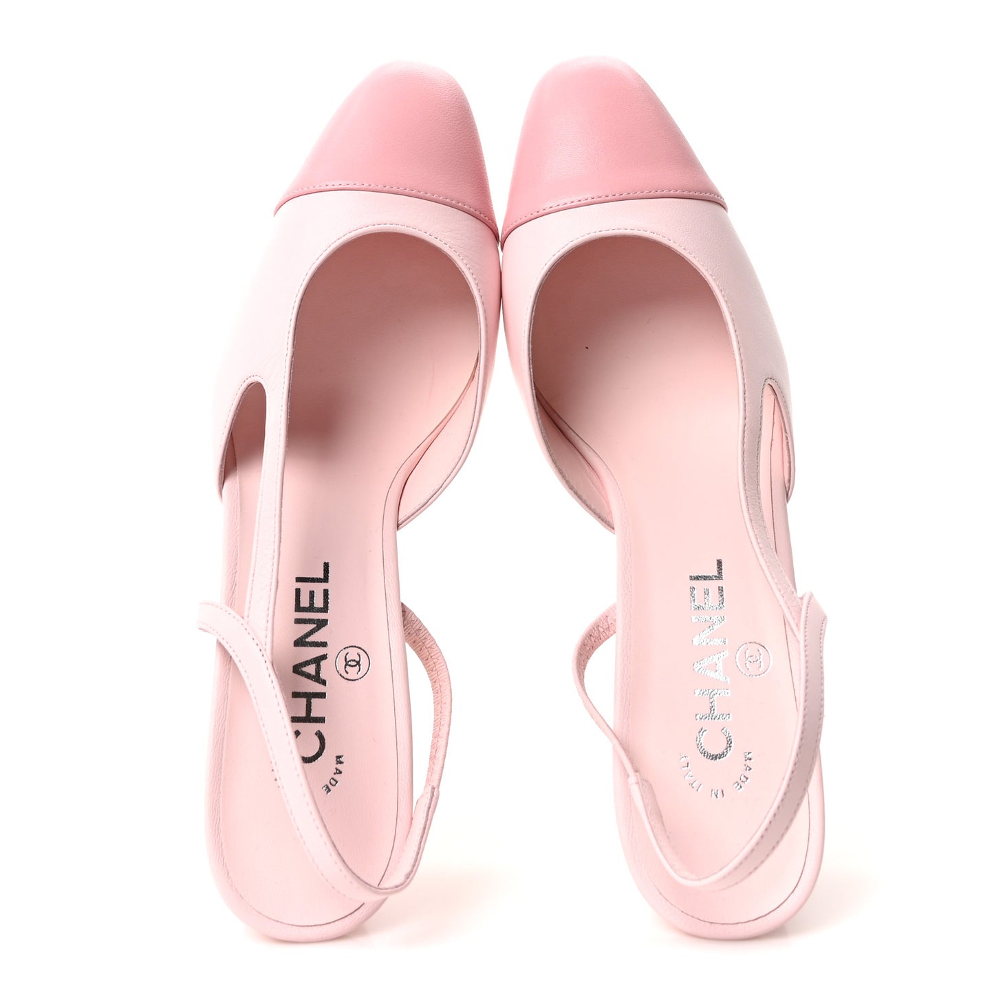 Lambskin Cap Toe CC Slingback Sandals 39.5 Pink