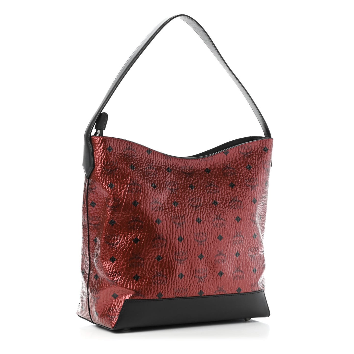 Metallic Visetos Medium Hobo Bag Scooter Red