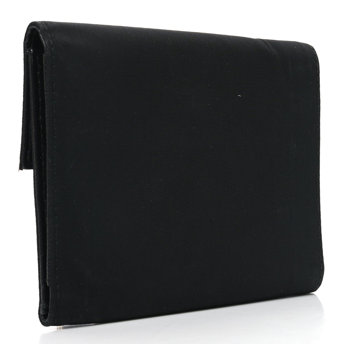 Tessuto Nylon Saffiano Tri-Fold Compact Wallet Black