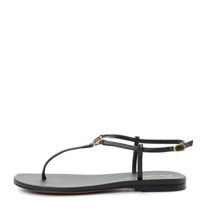 Christian Dior Lambskin Signature T-Strap Sandals 36 Black 1 of 10