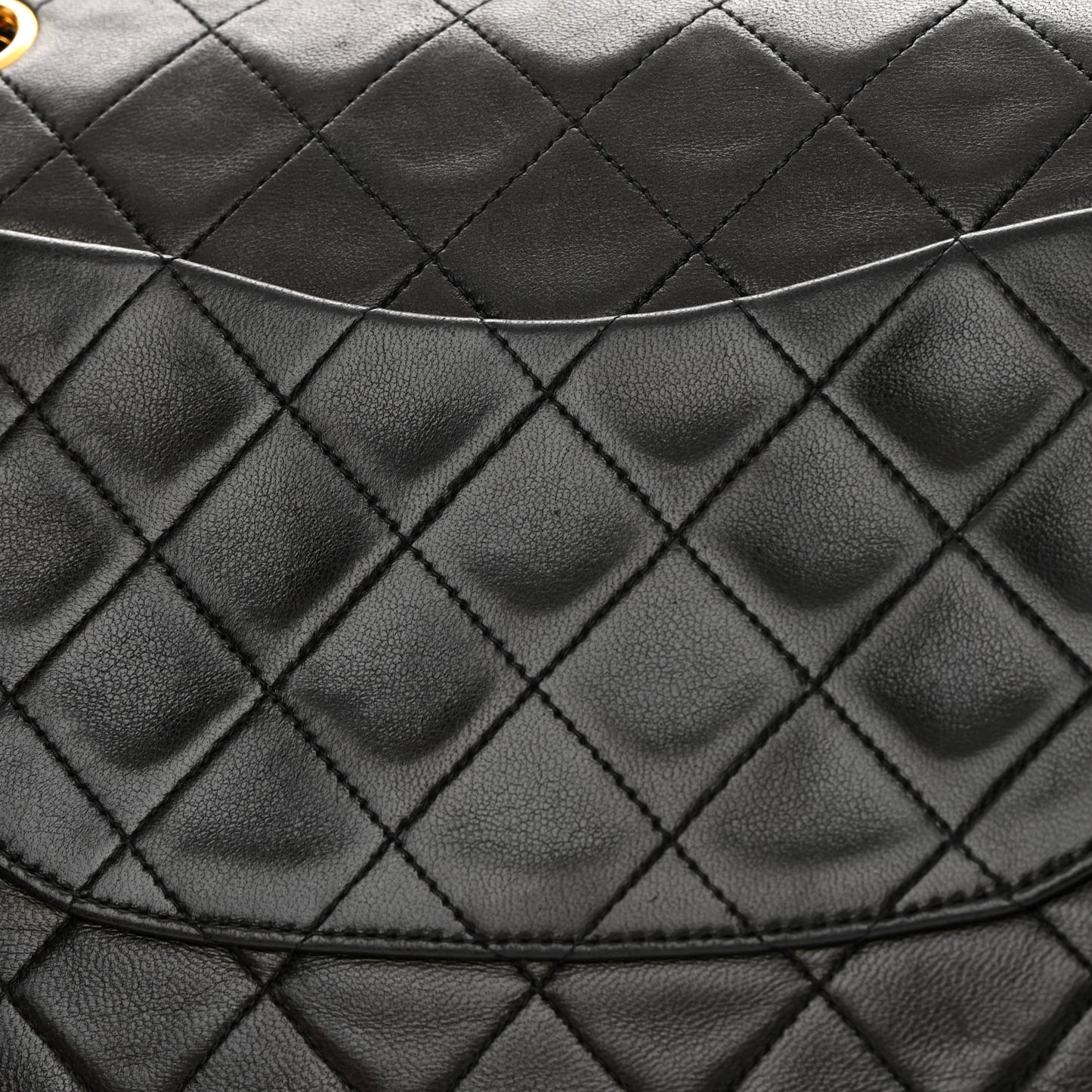 Lambskin Quilted Medium Double Flap Black
