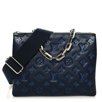 Louis Vuitton Lambskin Embossed Monogram Coussin PM Navy 1 of 14