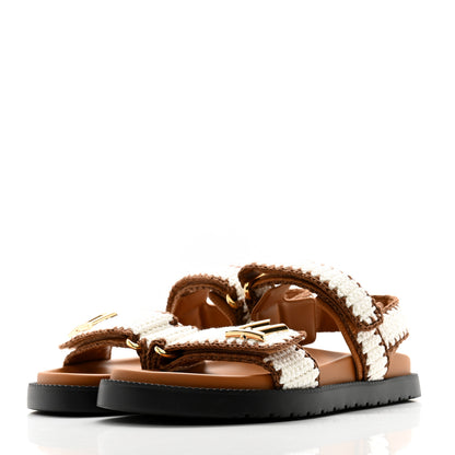 Louis Vuitton Cotton Crochet LV Sunset Comfort Flat Sandals 37 Cacao Brown 3 of 8