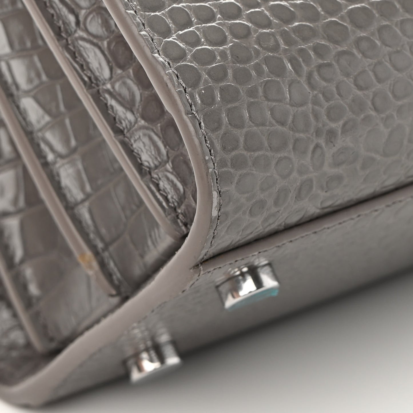 Calfskin Crocodile Embossed Baby Sac De Jour Fog