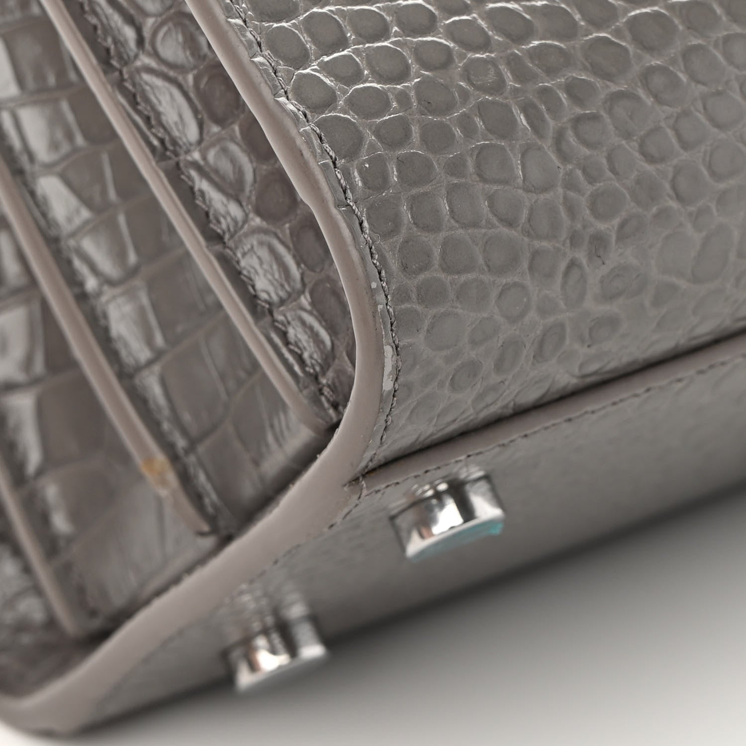 Saint Laurent Calfskin Crocodile Embossed Baby Sac De Jour Fog 12 of 14