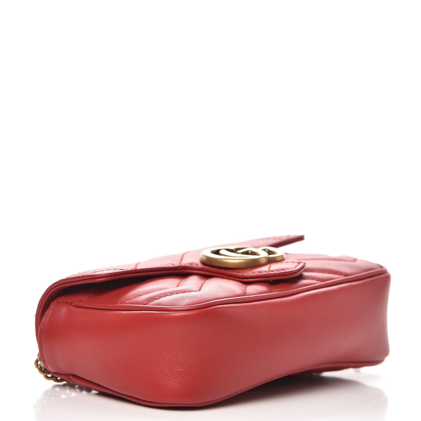 Calfskin Matelasse Super Mini GG Marmont Shoulder Bag Hibiscus Red