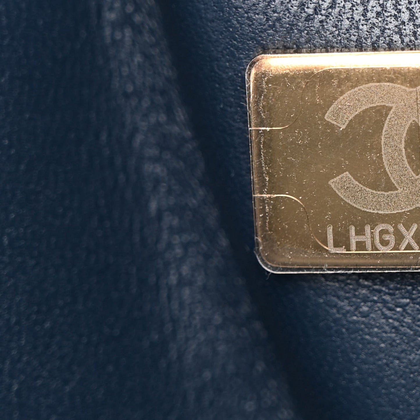 Printed Denim Quilted Medium Double Flap Dark Blue
