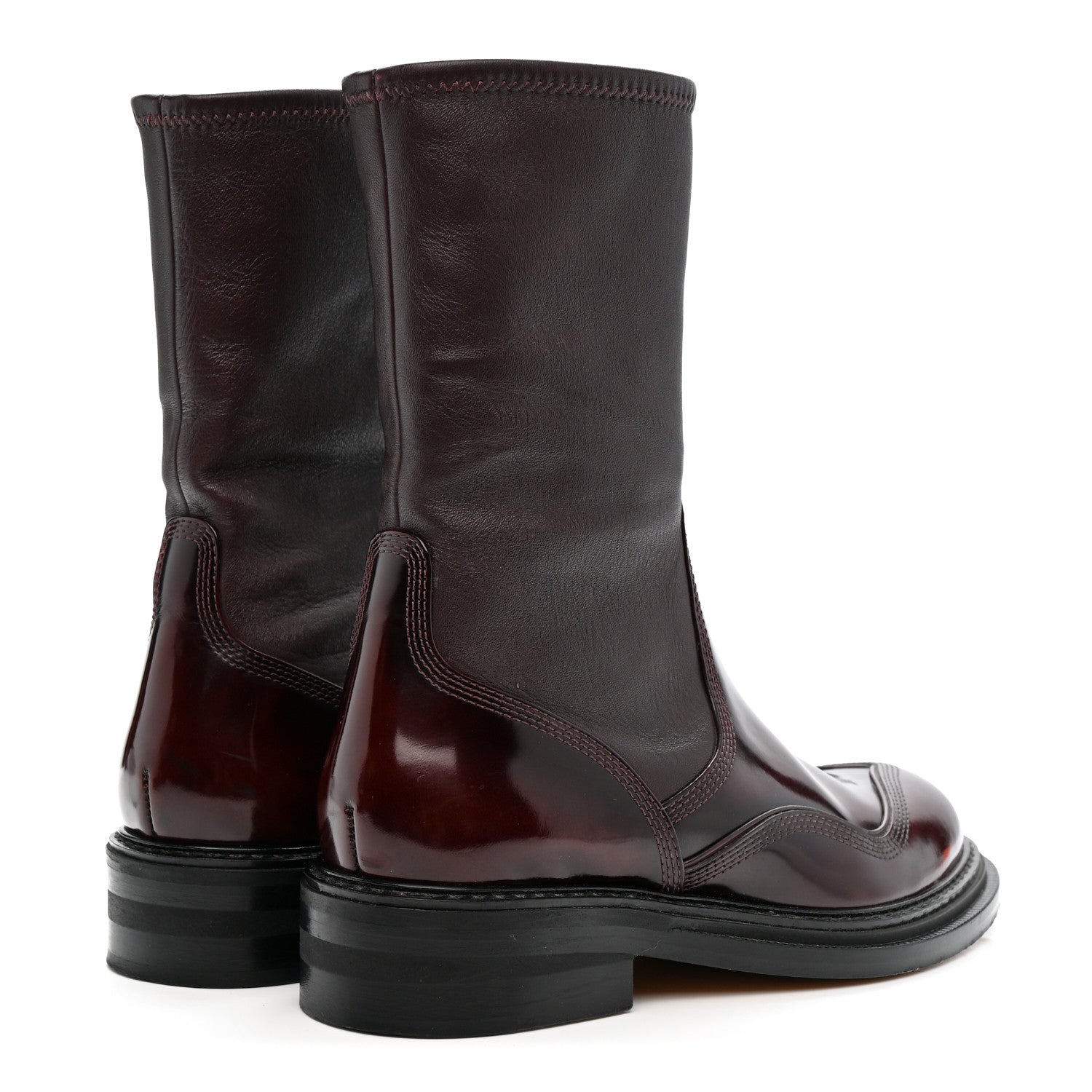 Loewe Patent Lambskin Chelsea Stretch Boots 37 Burgundy 4 of 10