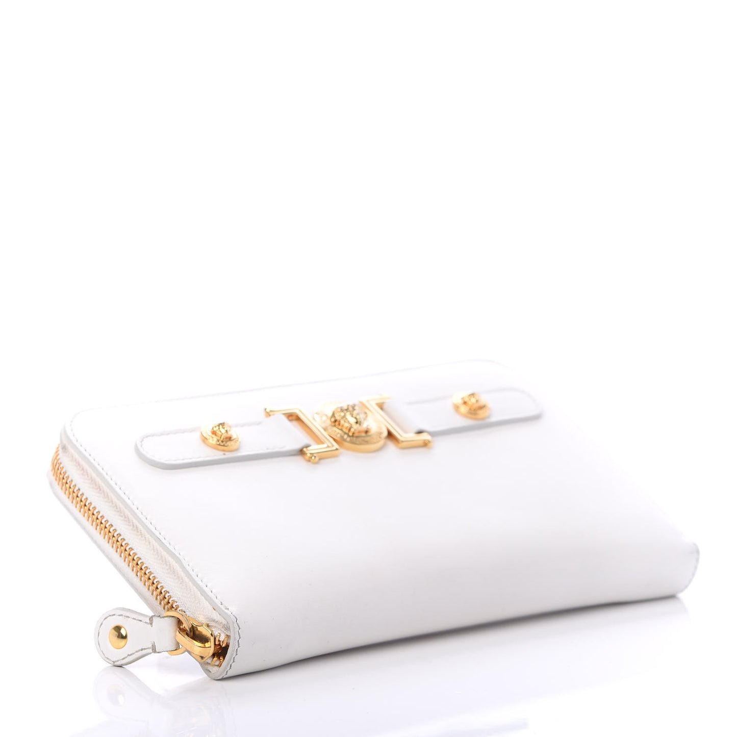 Calfskin Tribute Zip Around Wallet White