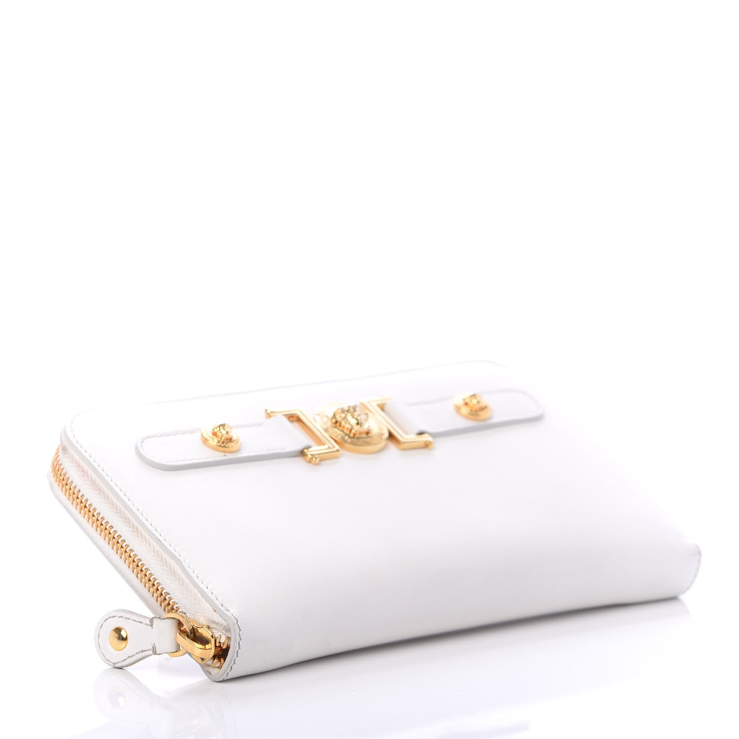 Versace Calfskin Tribute Zip Around Wallet White 4 of 6