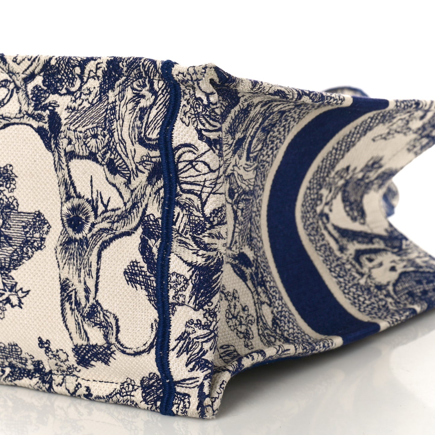 Canvas Embroidered Medium Dioriviera Toile De Jouy Book Tote Blue