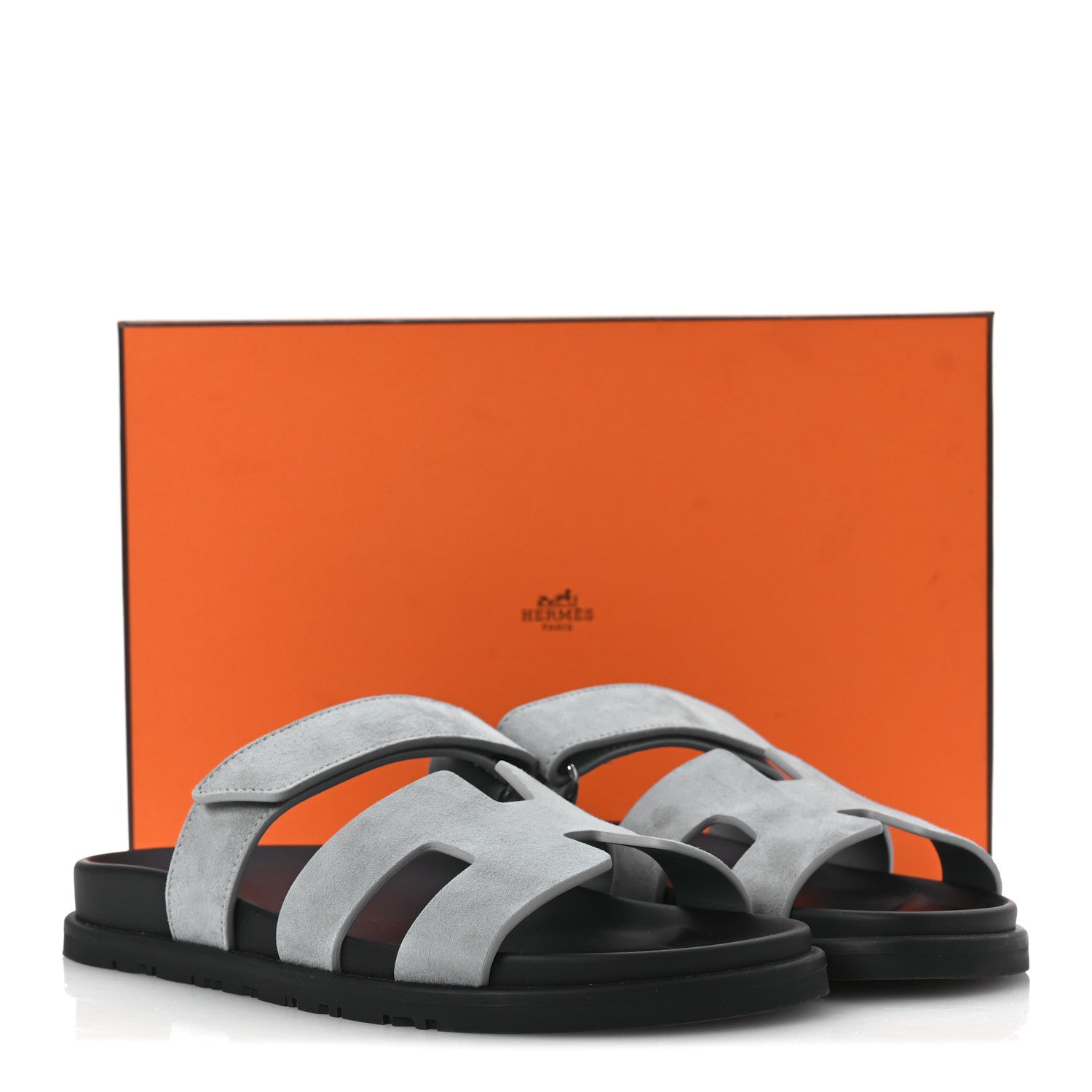 Hermes Suede Goatskin Womens Chypre Sandals 38 Bleu Mineral 10 of 10