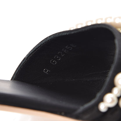 Chanel Satin Pearl Mules 37 Black 8 of 9