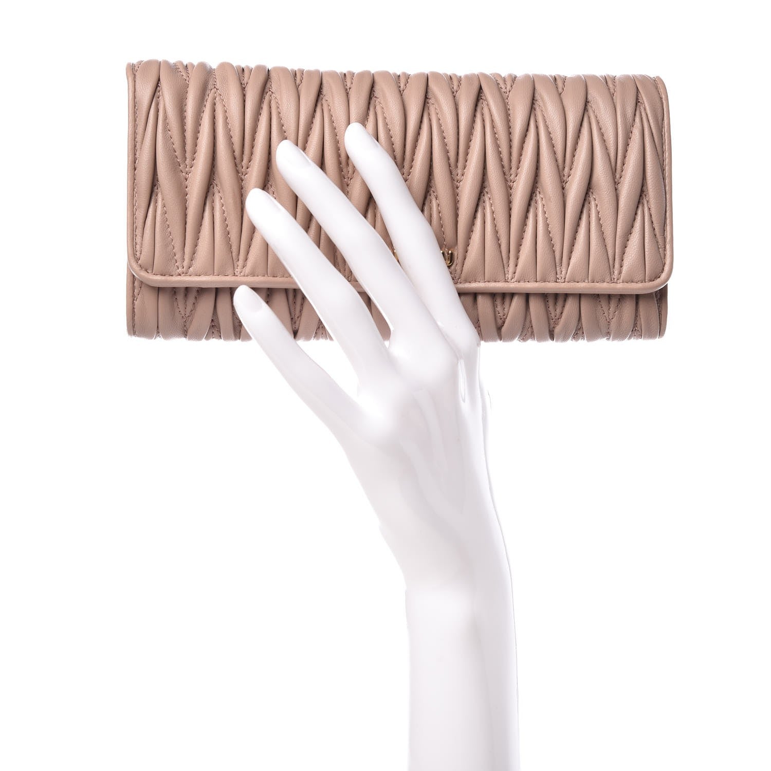 Miu Miu Nappa Matelasse Flap Wallet Cammeo 2 of 10