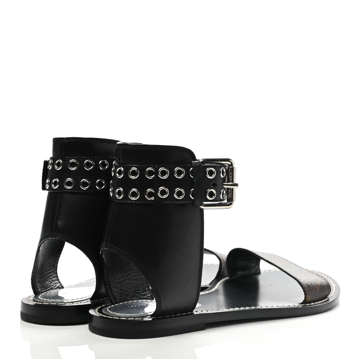 Louis Vuitton Calfskin Monogram Passenger Flat Sandals 36.5 Black 4 of 8