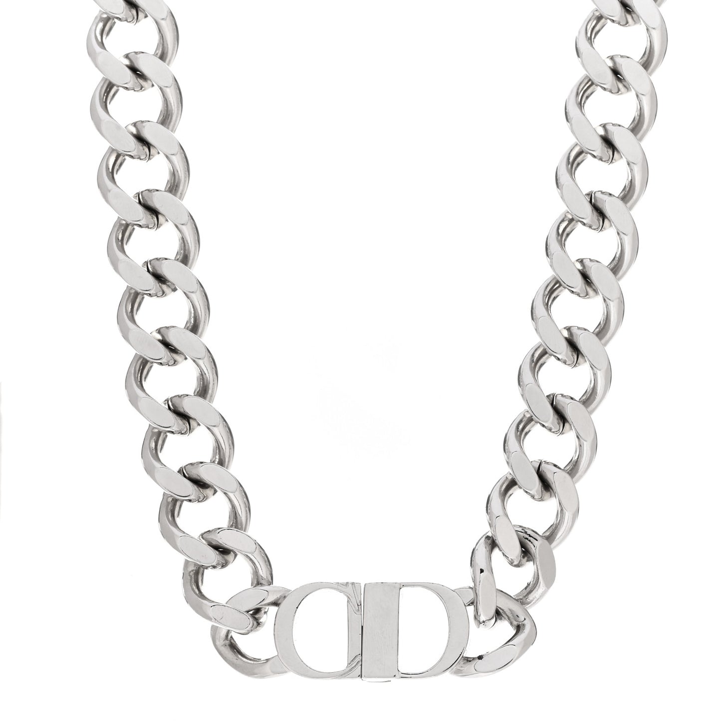 Brass CD Icon Chain Link Necklace Silver