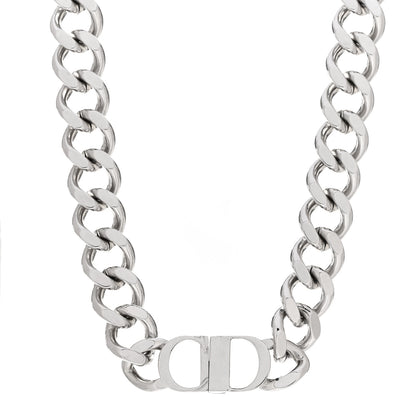 Christian Dior Brass CD Icon Chain Link Necklace Silver 1 of 4
