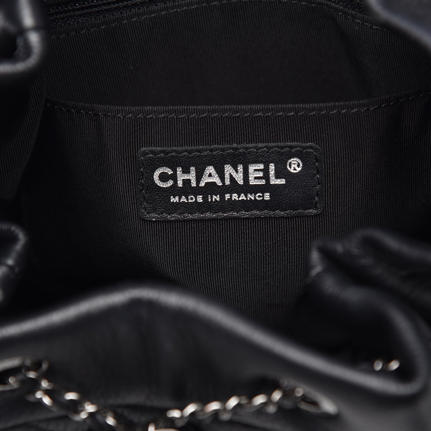 Chanel Deerskin Chevron Small CC Chain Bucket Bag Black 6 of 7