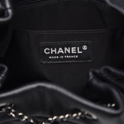Chanel Deerskin Chevron Small CC Chain Bucket Bag Black 6 of 7