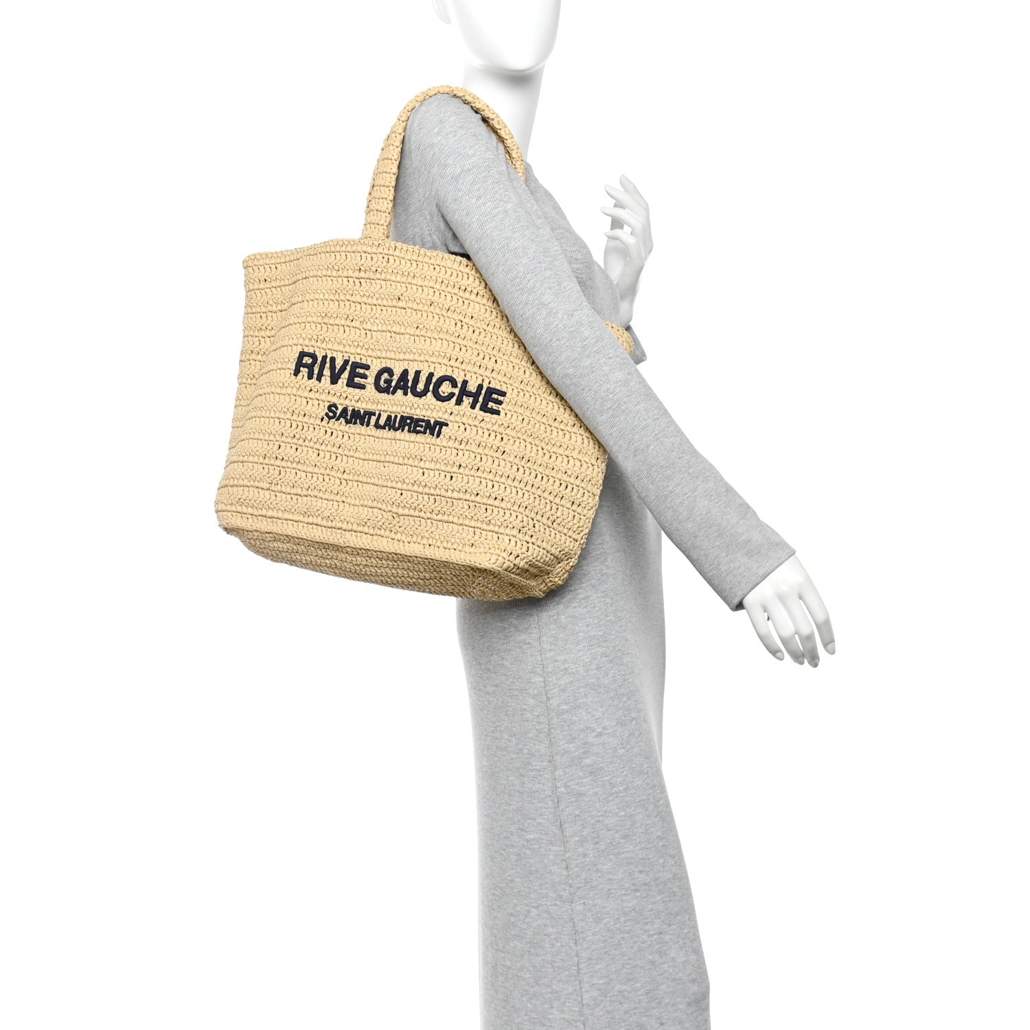 Saint Laurent Raffia Rive Gauche Tote Natural 2 of 10