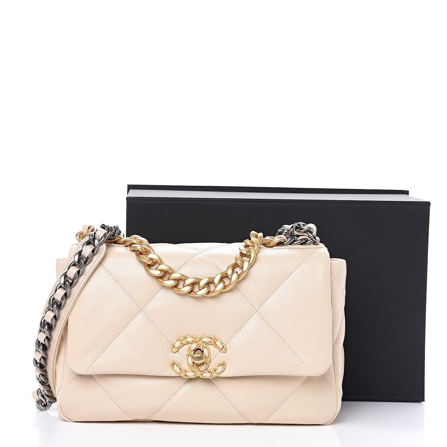 Chanel Goatskin Quilted Medium 19 Flap Beige 10 of 10