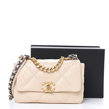 Chanel Goatskin Quilted Medium 19 Flap Beige 10 of 10