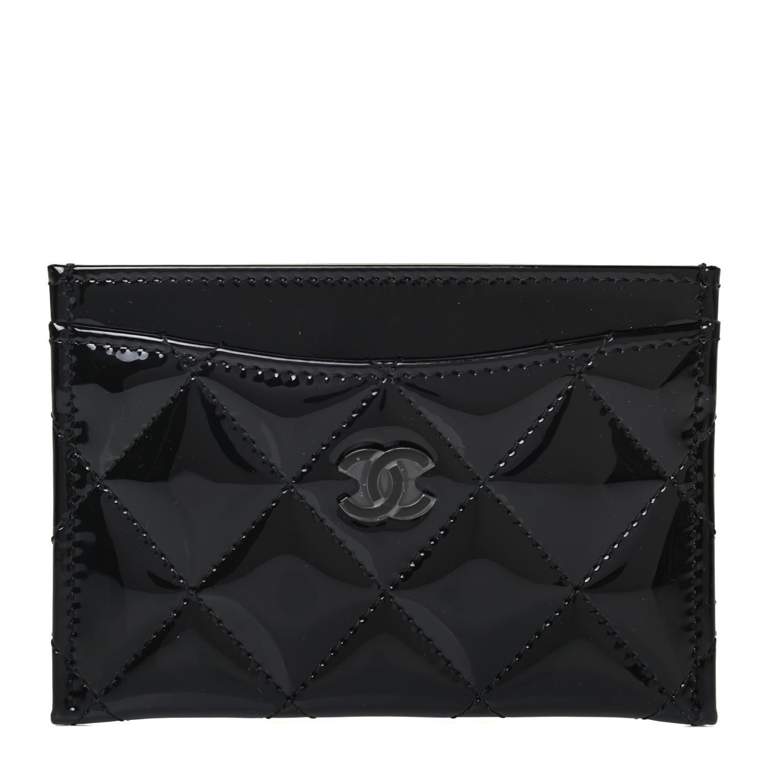 Chanel Patent Calfskin Quilted Card Holder So Black 1 of 4
