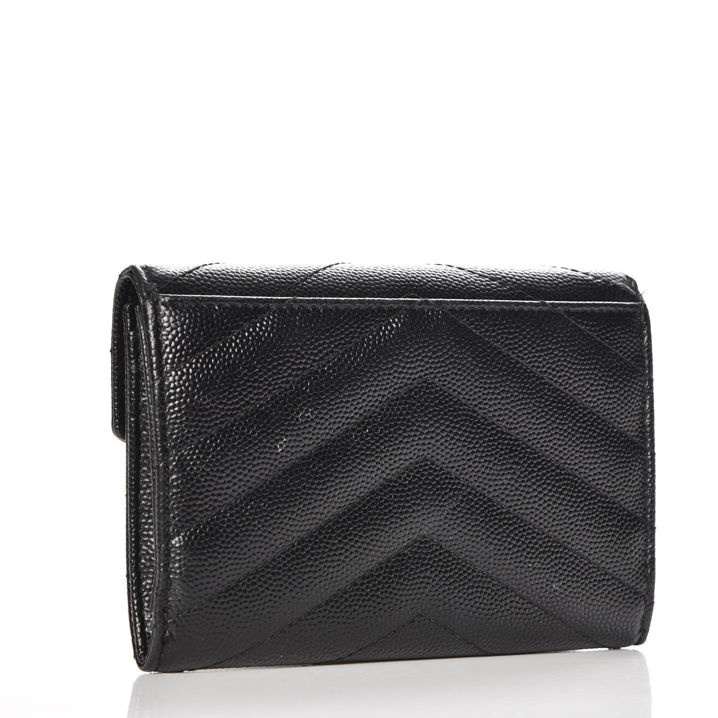 Grain De Poudre Matelasse Chevron Small Monogram Envelope Wallet Black