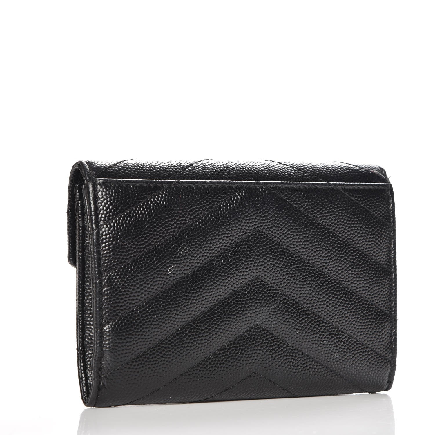 Saint Laurent Grain De Poudre Matelasse Chevron Small Monogram Envelope Wallet Black 3 of 3
