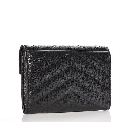 Saint Laurent Grain De Poudre Matelasse Chevron Small Monogram Envelope Wallet Black 3 of 3