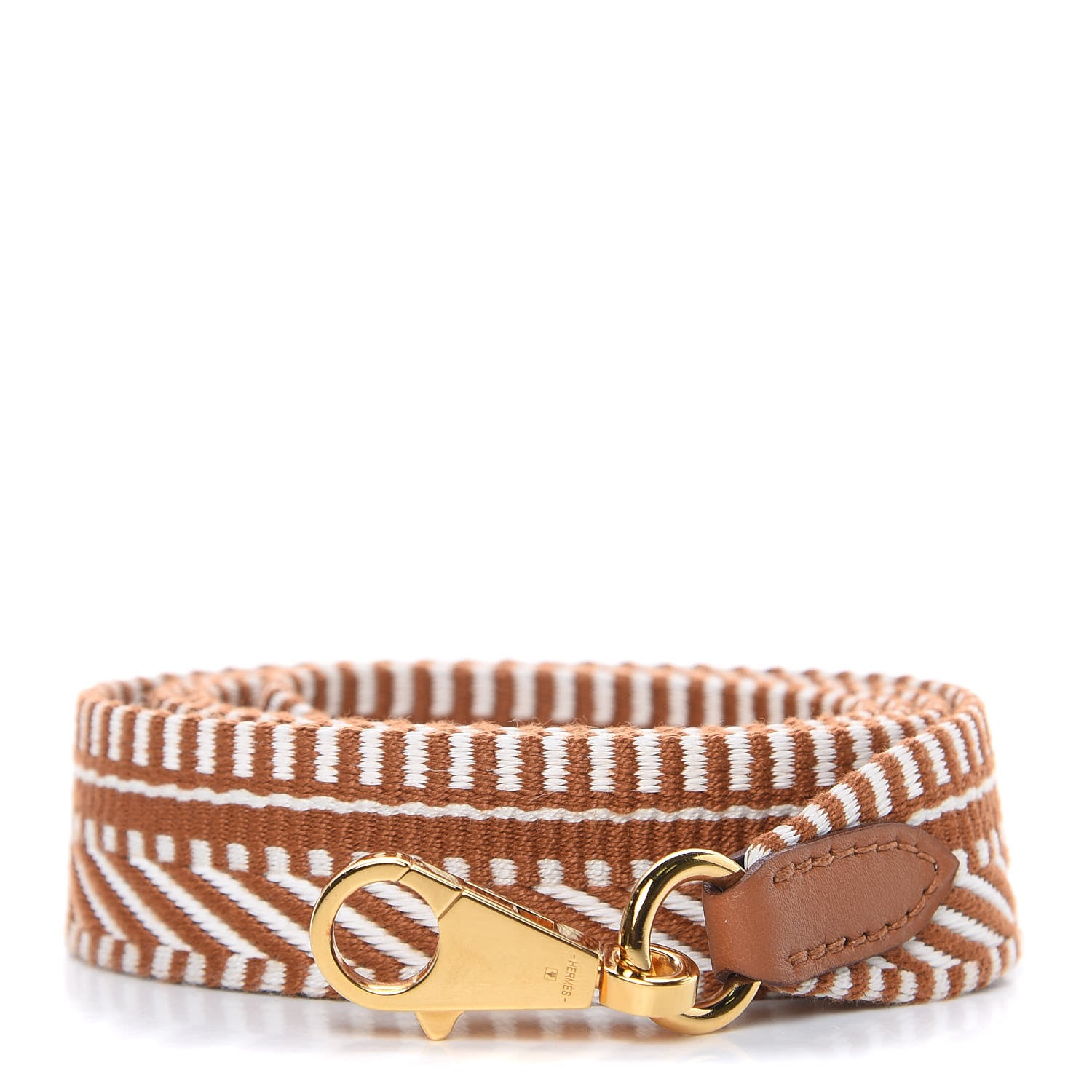 Hermes Toile Swift 25mm Sangle Cavale Shoulder Strap Ecru Beige Gold 1 of 5