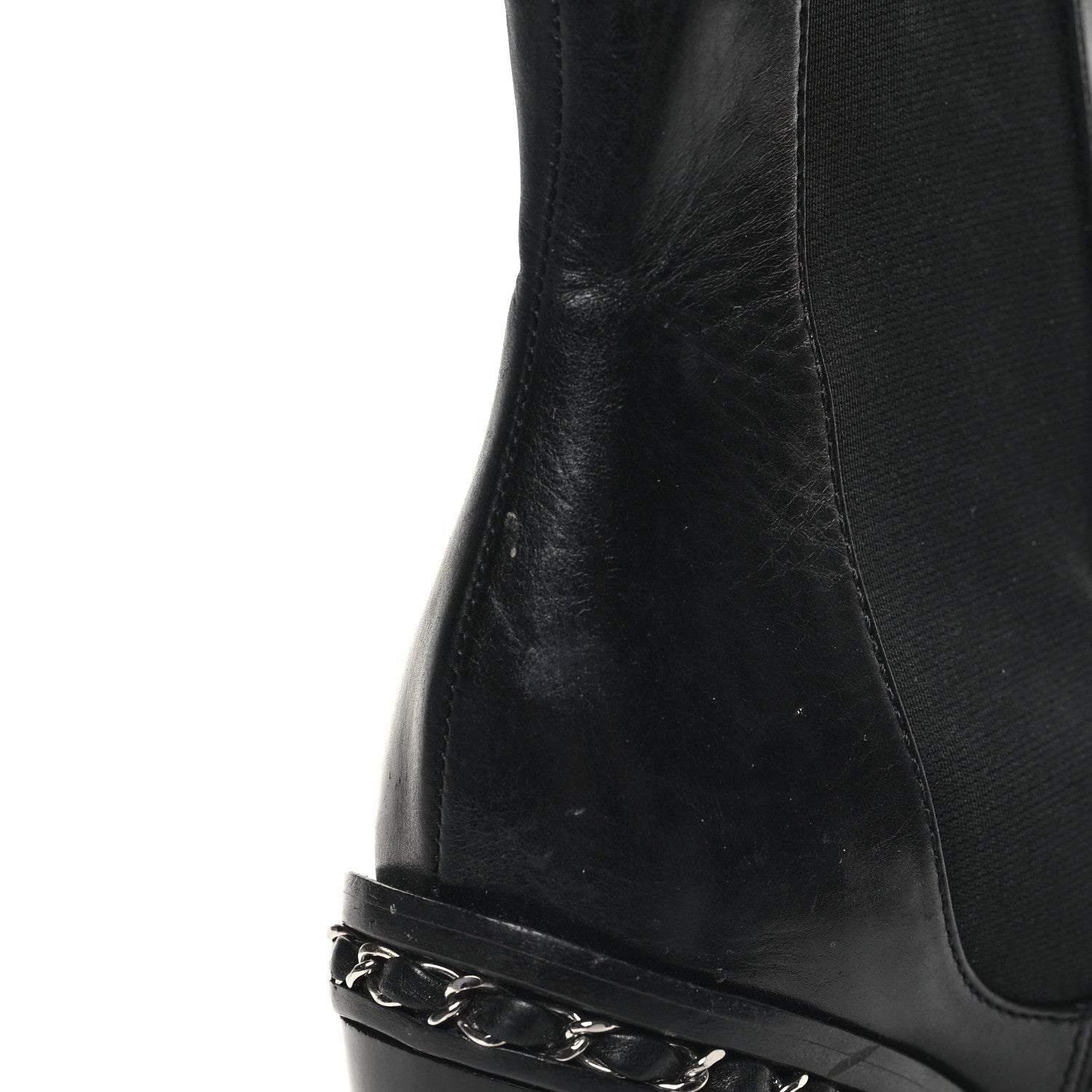 Chanel Calfskin Chain Around Elastic Boots 38 Black 9 of 9