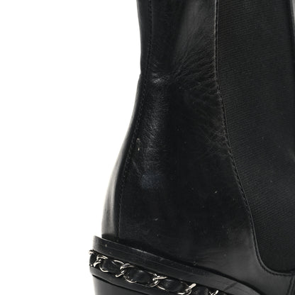 Chanel Calfskin Chain Around Elastic Boots 38 Black 9 of 9