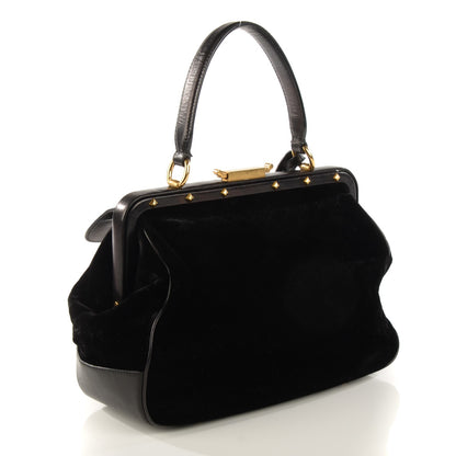 Gucci Velvet Diamante Leather Lady Stirrup Top Handle Bag Black 5 of 11