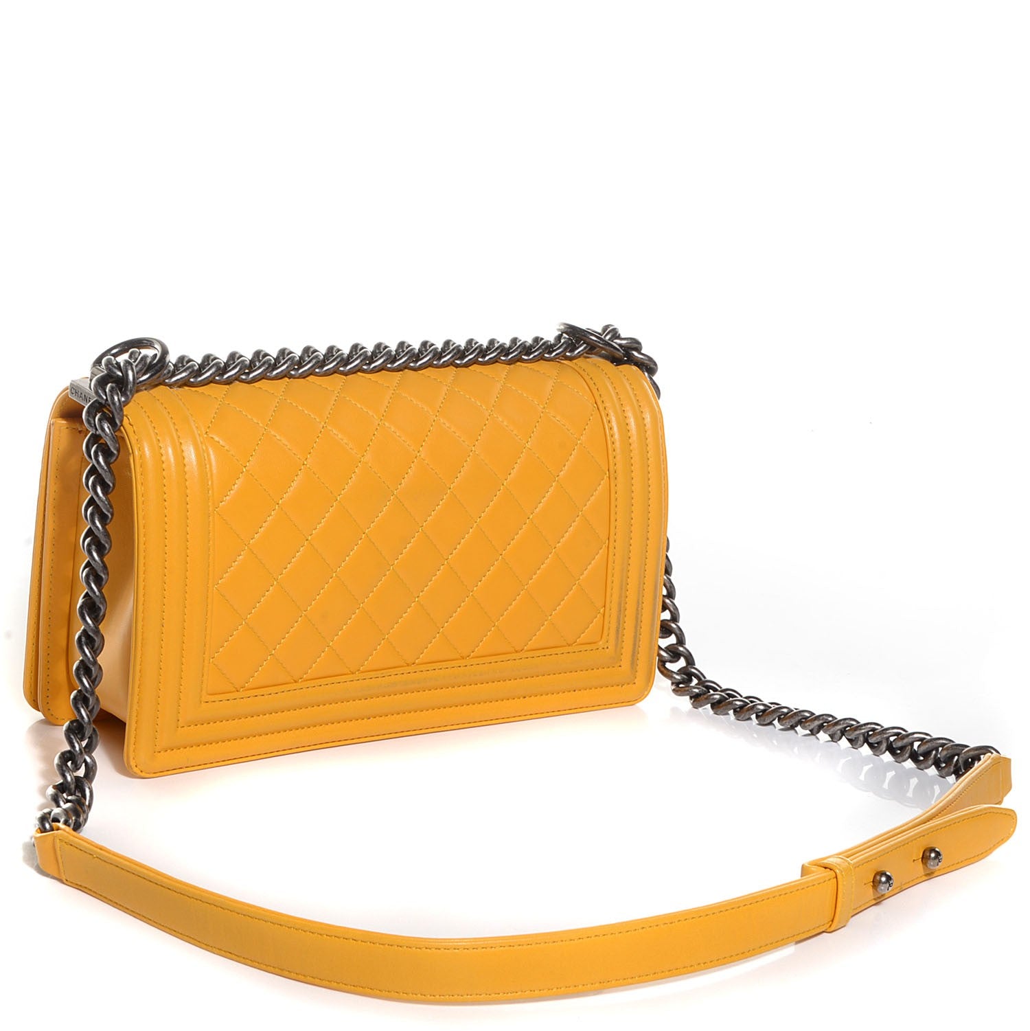 Chanel Lambskin Quilted Medium Boy Flap Yellow 3 of 8