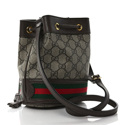 Gucci GG Supreme Monogram Web Mini Ophidia Bucket Bag Brown 3 of 12